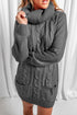 Cowl Neck Cable Knit Sweater Dress